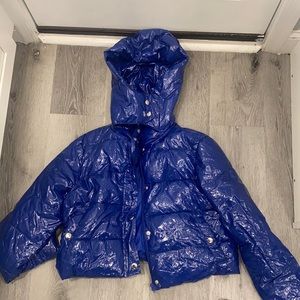 A lightly worn blue jacket